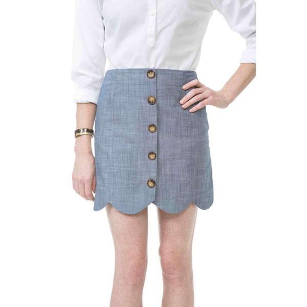 Southern Proper Dessie Skirt in Navy Chambray